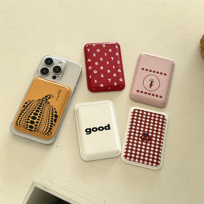 Phone Accessories Cute - Porta-cartões magnético de couro PU com